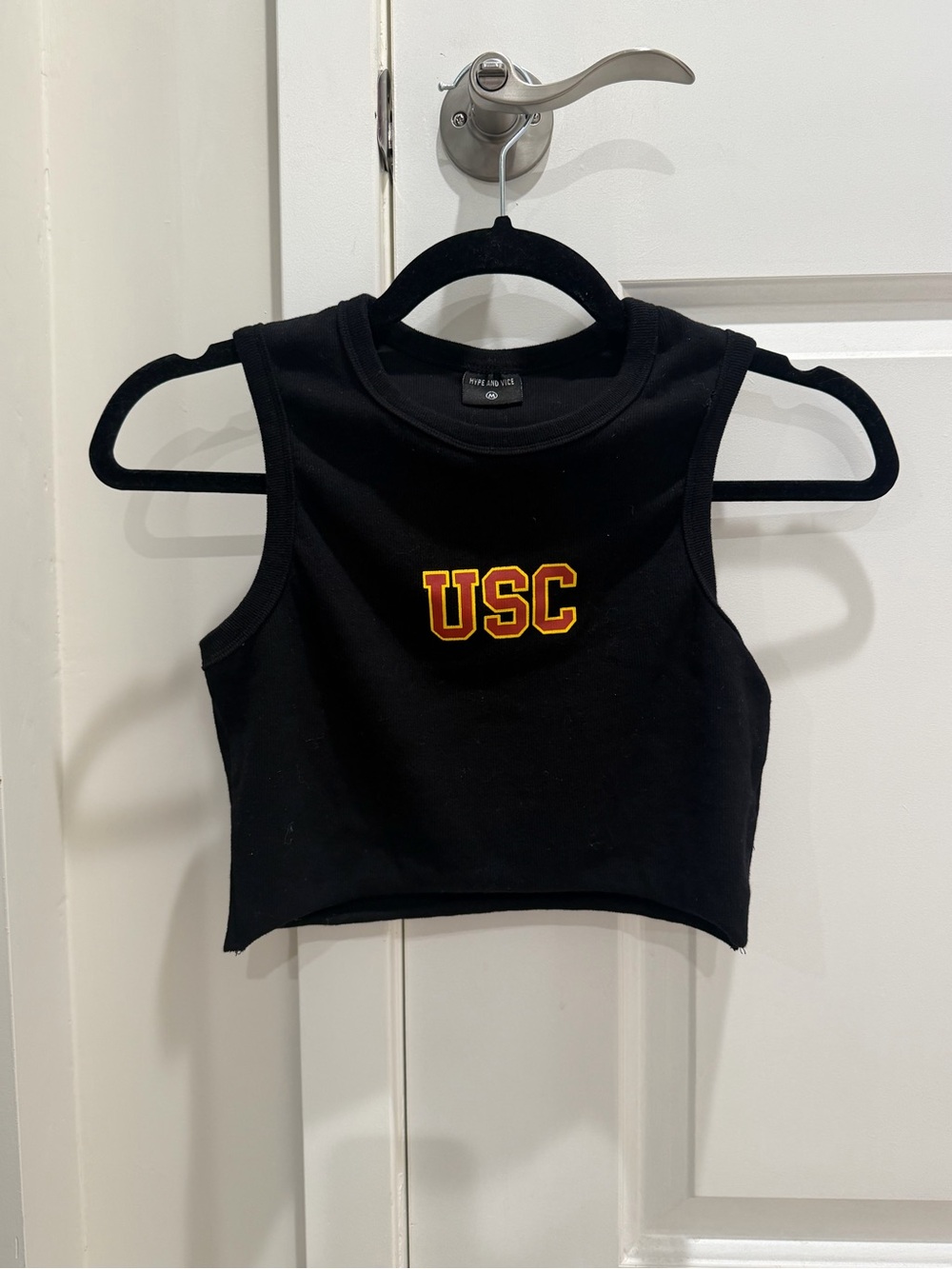 USC Black Crop Tank Top